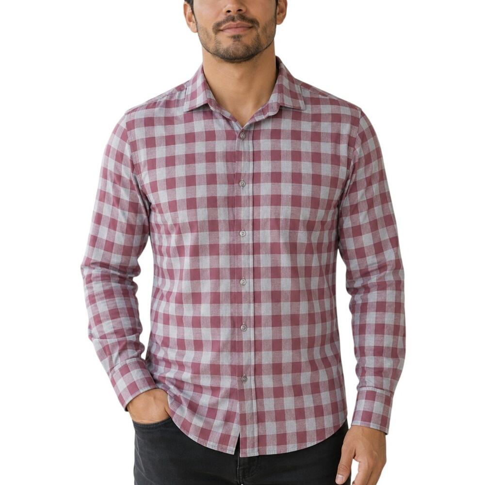 Bar III Carnaby Men’s Checkered Button Down Shirt Large Slim Fit Officecore
